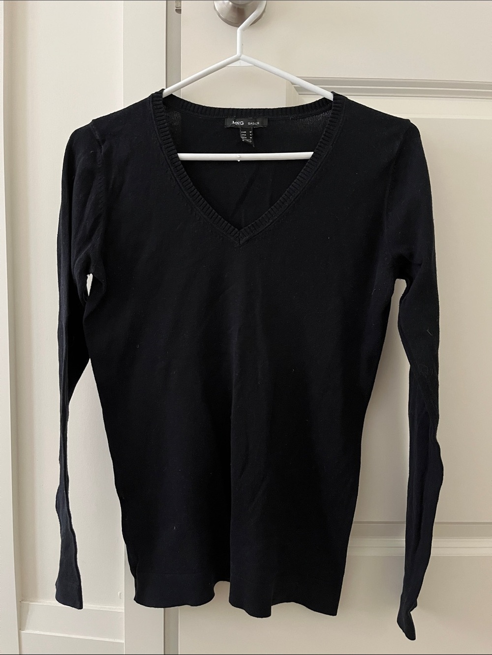 Mango Black V-Neck Slim Knit Top